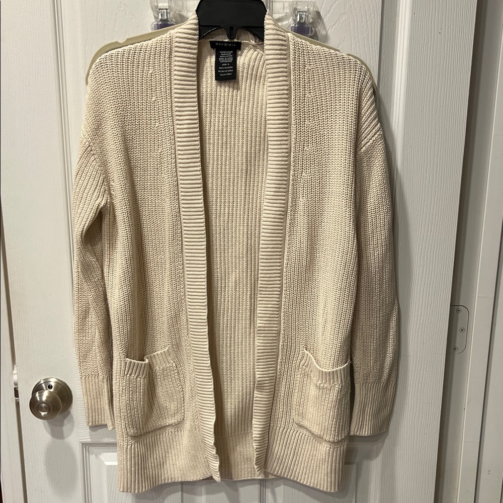 Cream Open Front Cardigan